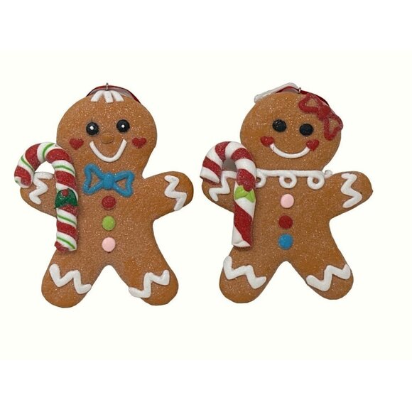 Gingerbread Peppermint Cookies 5 Inch Candy Cane Boy Girl Ornament Candyland Lot - Picture 1 of 8